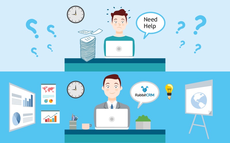 CRM software RabbitCRM difference between Non using CRM person and CRM using person